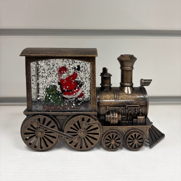 Фонарь новогодний 15 см Паровоз и Дед Мороз
