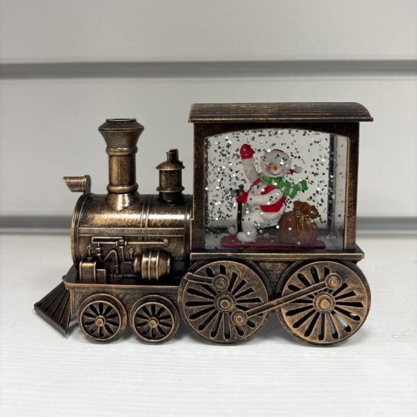 Фонарь новогодний 15 см Паровоз и Снеговик